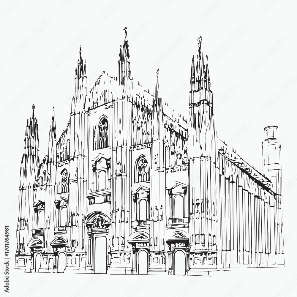 Fototapeta premium sketch of an ancient cathedral