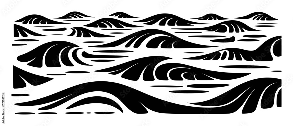 Fototapeta premium Stylized Black and White Waves Pattern