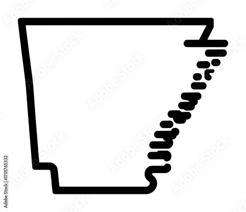 Stylized Outline of Arkansas State Map with Jagged Eastern Border