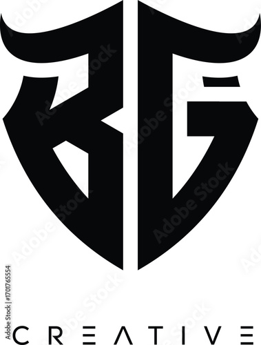 Obraz na plátně BG Shield Monogram Logo with Bull Horn – Bold Emblem Symbol for Security, Protec