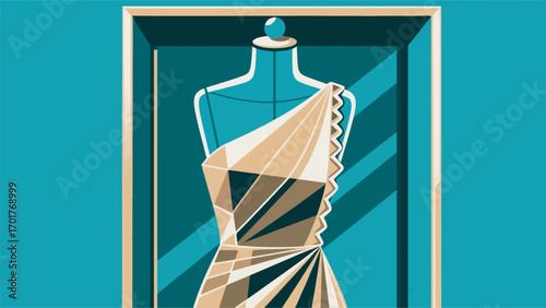 illustration of a luxury dress on a mannequin vector design template