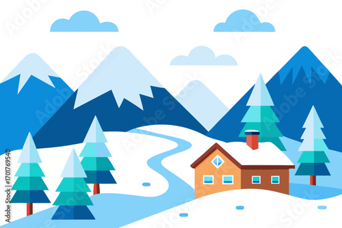 winter landscape with houses