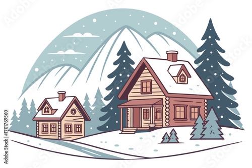 winter landscape with house