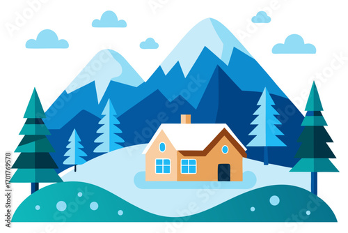 winter landscape with house