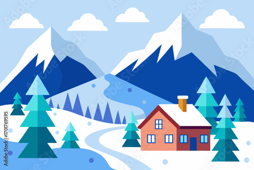 winter landscape with house