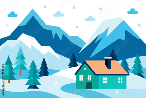 winter landscape with house