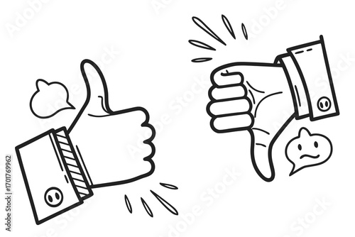 thumb up and down