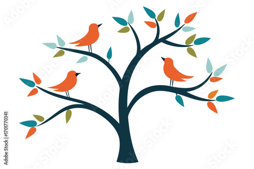 Canvas Print tree with birds