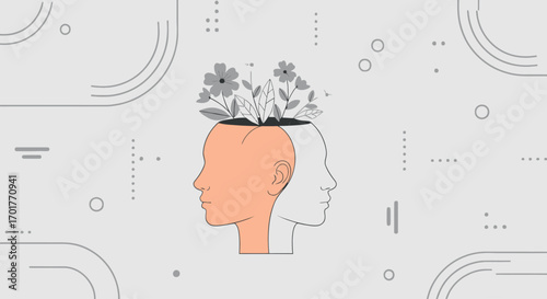 Mental Growth Mind Growth Personal Development and Inner Peace Concept Illustration