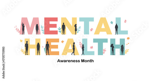 Mental Health Awareness Month Colorful Vector Illustration