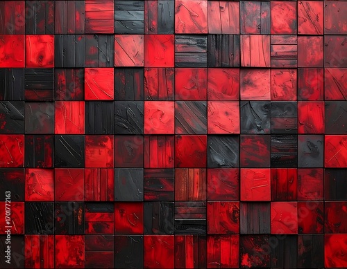 Abstract red and black square pattern