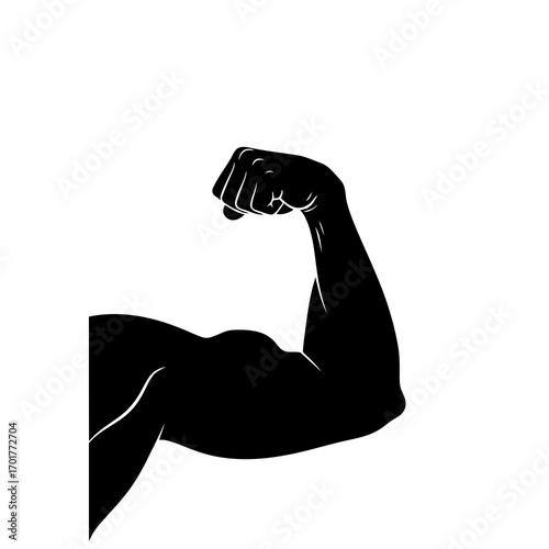 vector illustration of a human muscular arm flexing biceps