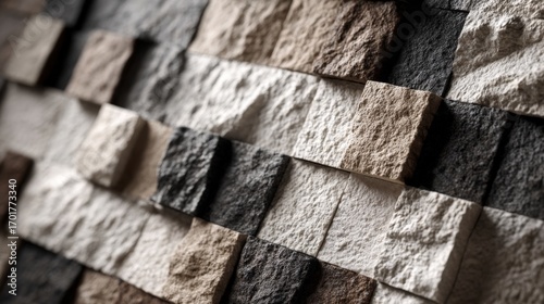 Modern Stone Wall Texture with Neutral Tones, Ideal for Interior Design and Architectural Visualization