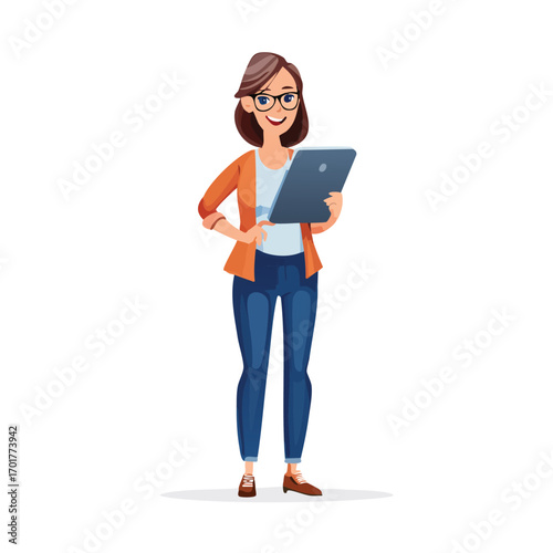 Young Creative Female Designer Holding Tablet - AI Generated