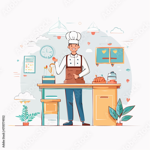 Chef Preparing Food in a Kitchen