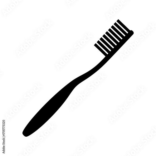 Vector art of black silhouette of a toothbrush, representing dental hygiene and oral care