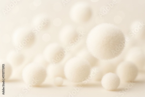 Soft White Fluffy Spheres Abstract Background