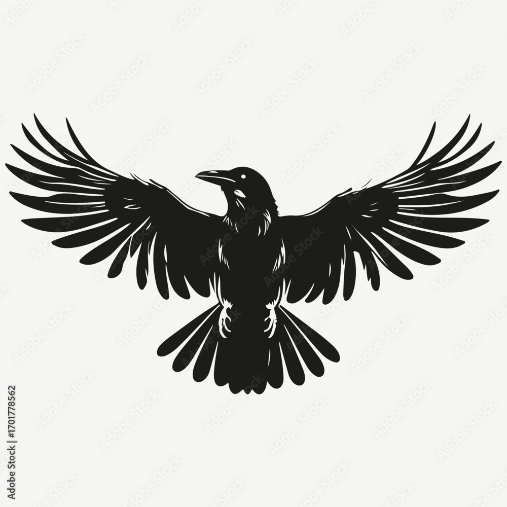 Fototapeta premium raven crow sketch illustration vector