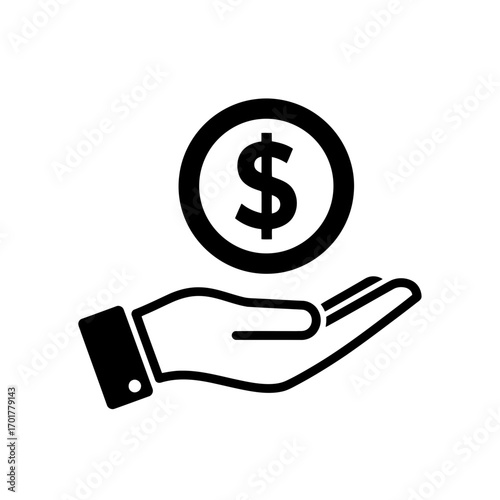 Vector art of hand holding a coin with a dollar sign