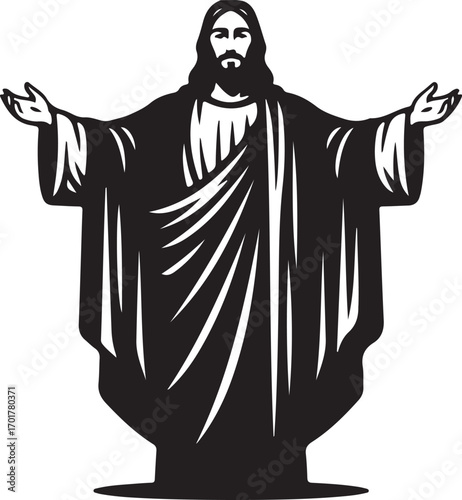 Jesus Christ  Black and White Religious Icon