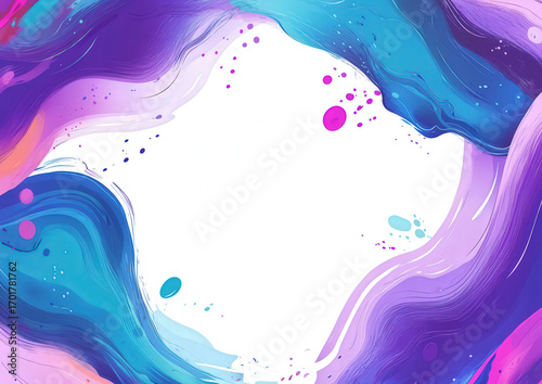 Colorful abstract paint splash and brush stroke background with vibrant fluid waves isolated on transparent background