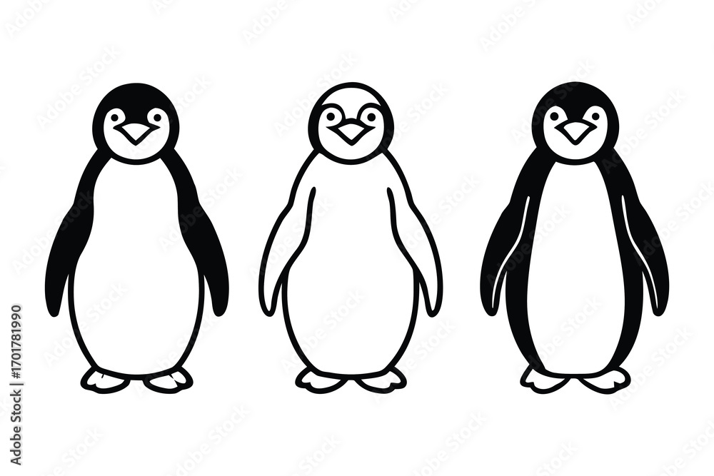 Fototapeta premium three penguins on a white background