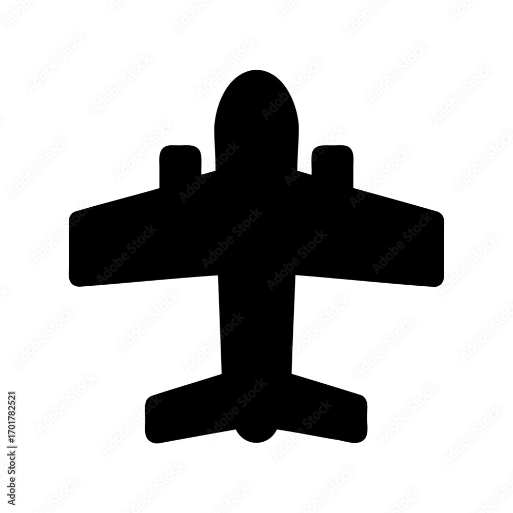 Obraz premium A Silhouette of a Plane Viewed From Above Against White Background
