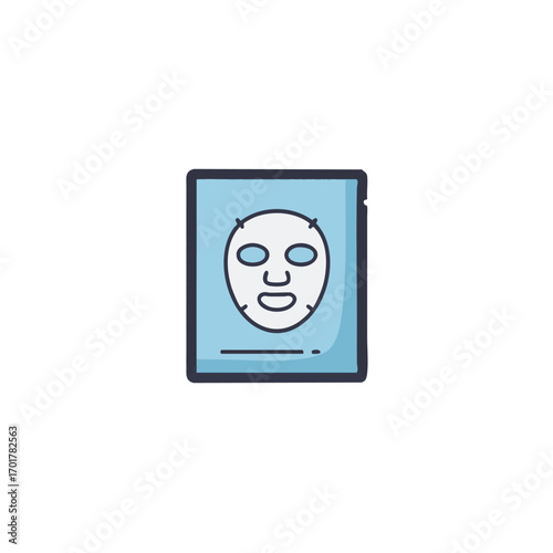 An illustration of a facial sheet mask package, representing modern skincare routines and beauty treatments for healthy, glowing skin.