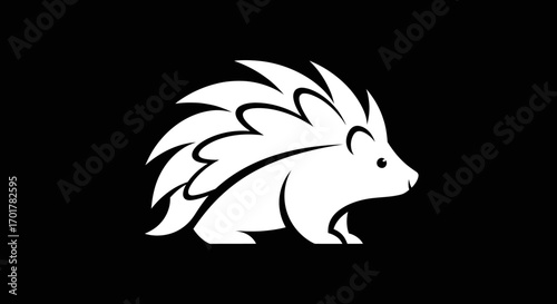 White stylized hedgehog illustration.