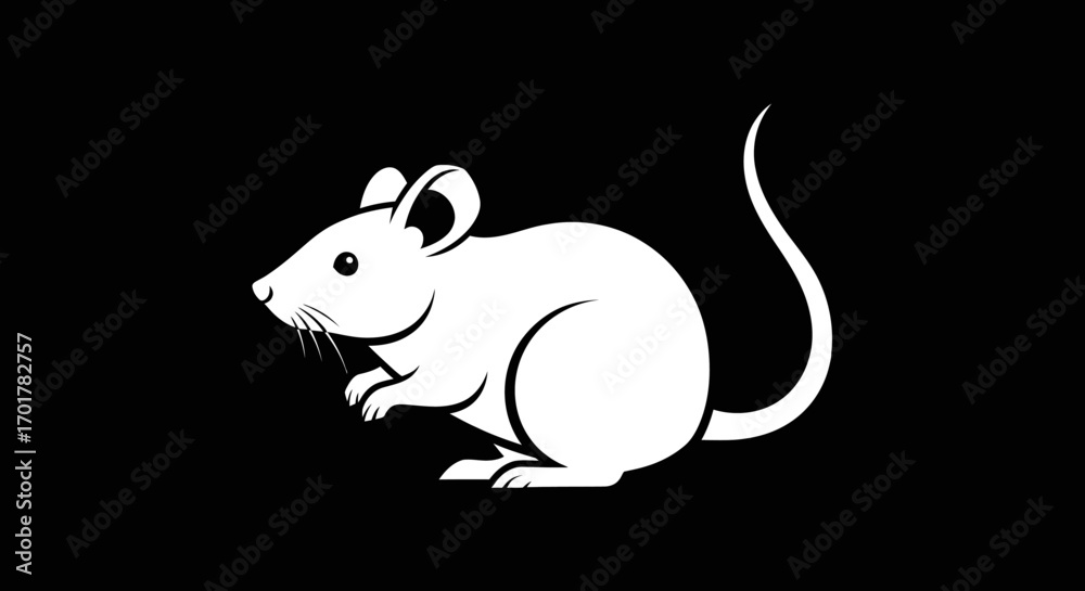Obraz premium White Mouse Illustration on Black Background.