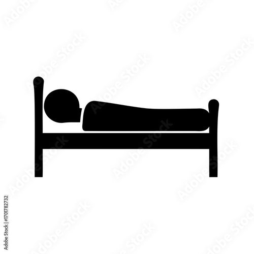 Simple depiction of a person sleeping soundly in a comfortable bed