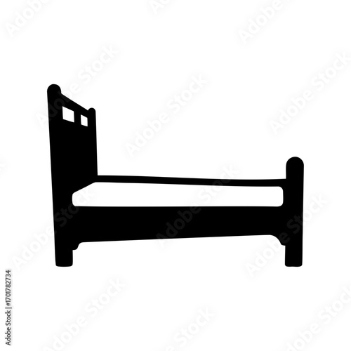 Simple silhouette of a bed with a high headboard and footboard