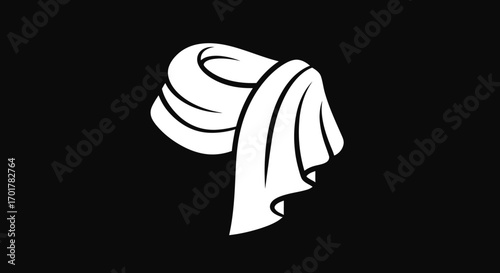 Stylized White Scarf Illustration on Black Background.