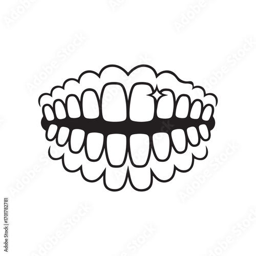 Clean white teeth vector illustration – healthy smile symbol for dental care, orthodontics, and oral hygiene design on white background.