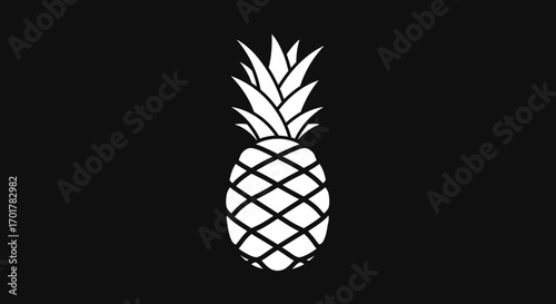 Monochrome pineapple fruit silhouette icon isolated.