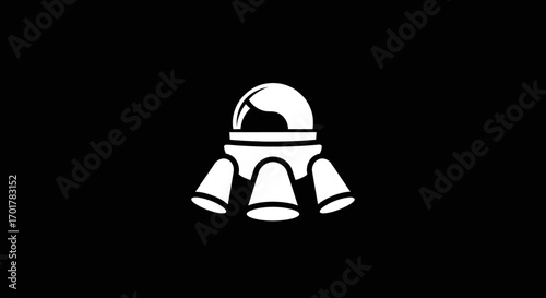 Futuristic white spacecraft design on a black background simple and elegant.