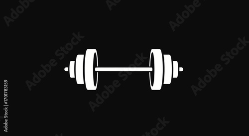 White barbell icon for weightlifting and fitness training.
