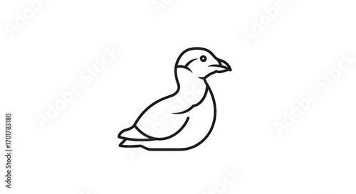 Simple outline drawing of a cute duckling bird with detailed features.