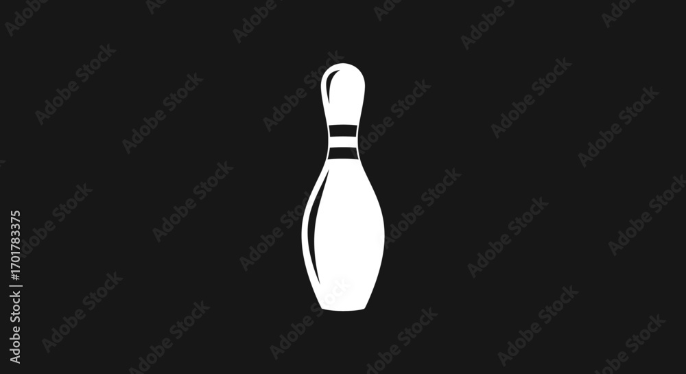 Fototapeta premium Single white bowling pin standing upright on a dark background.