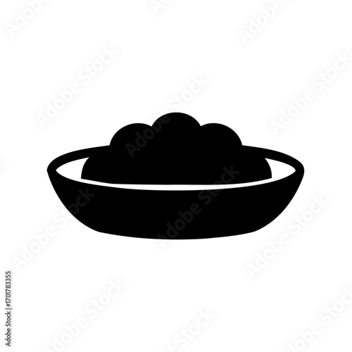 Stylized drawing of a food dish filled with something tasty looking