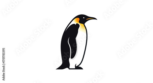 Majestic Emperor Penguin Standing Tall in a Simple Illustration.