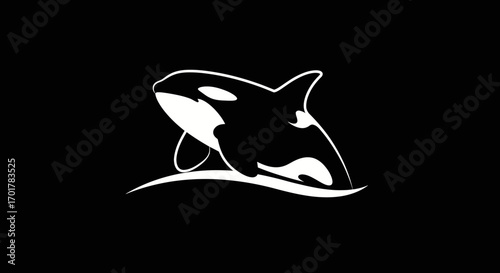 Orca whale silhouette ocean wave aquatic mammal.