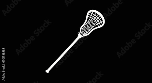 White lacrosse stick isolated on a plain black background.