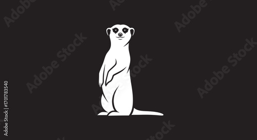 Elegant Meerkat Silhouette Standing Alertly.