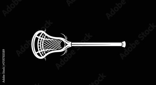 Lacrosse Stick Isolated on Black Background for Sports Imagery.