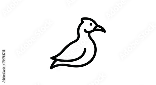 Simple outline drawing of a bird with a curved beak and elegant posture.