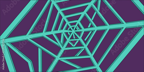Dynamic abstract geometric pattern with repeating hexagonal and triangular shapes creating a sense of depth and modern architectural design