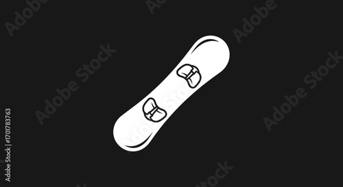 Minimalist Snowboard Illustration on Dark Background for Winter Sports.