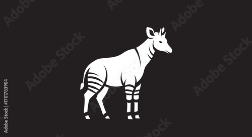 White Okapi mammal illustration graphic design.