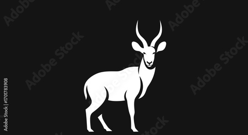 Elegant Antelope Silhouette on Black Background.